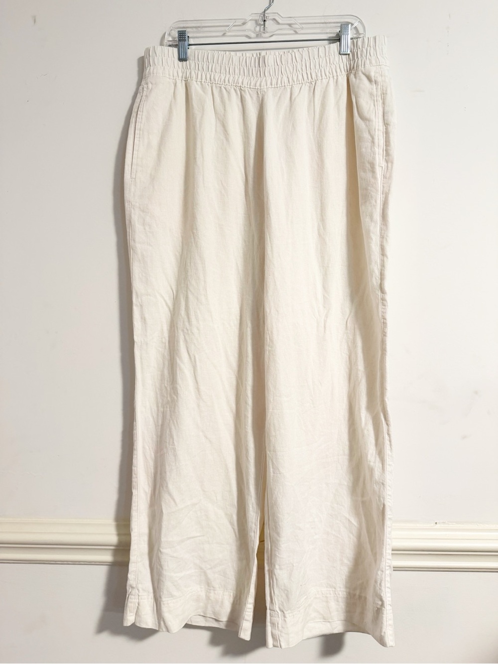 Old Navy Linen Blend Wide Leg Pants Large Calla Lily White Pull On